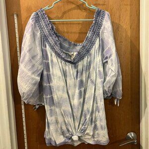 Size 3X - Vintage America - Flowy Blue Tone Pullover Blouse